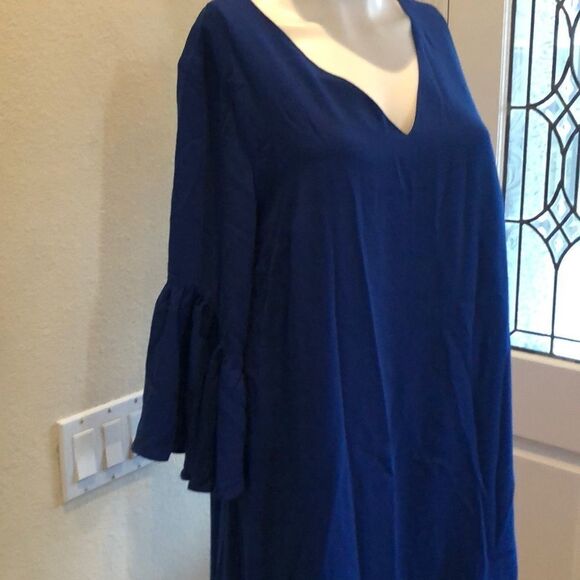 Bell Sleeve Shift Dress in Cobalt Sz - Picture 6 of 8